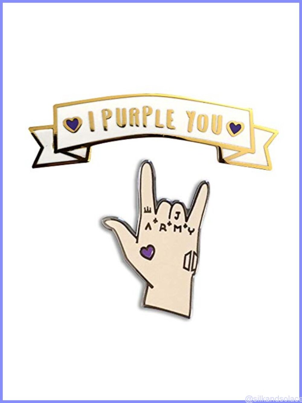Enamel Lapel Pin Set I Purple You and Jungkook Hand Metal Brooch Pins